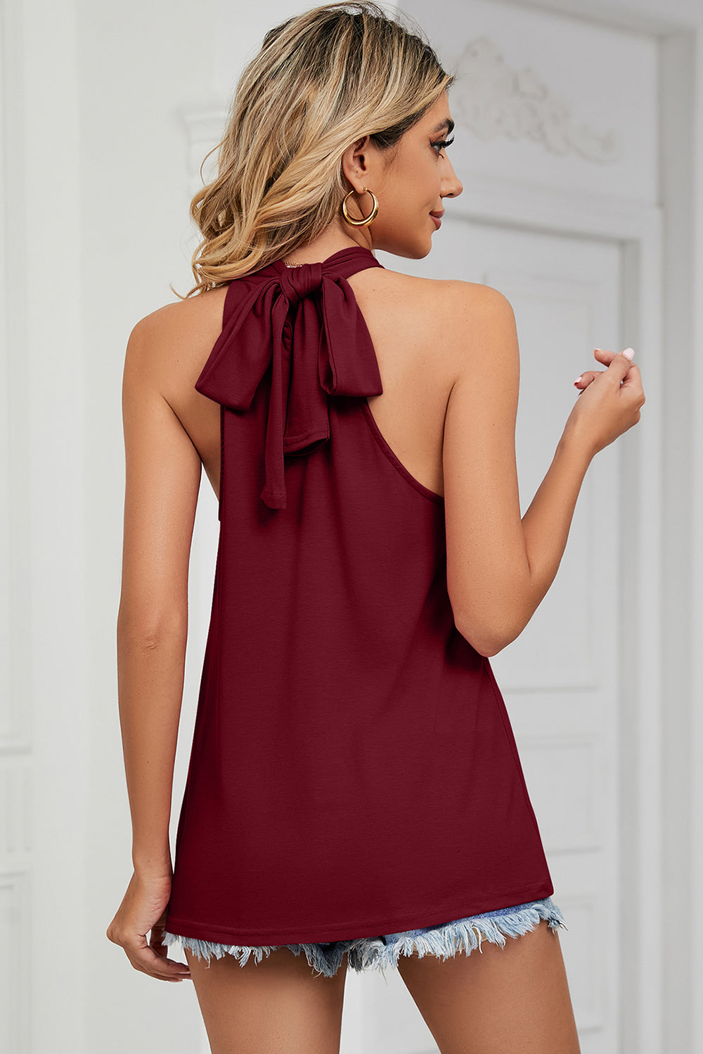 Tied Grecian Neck Tank Secondary image