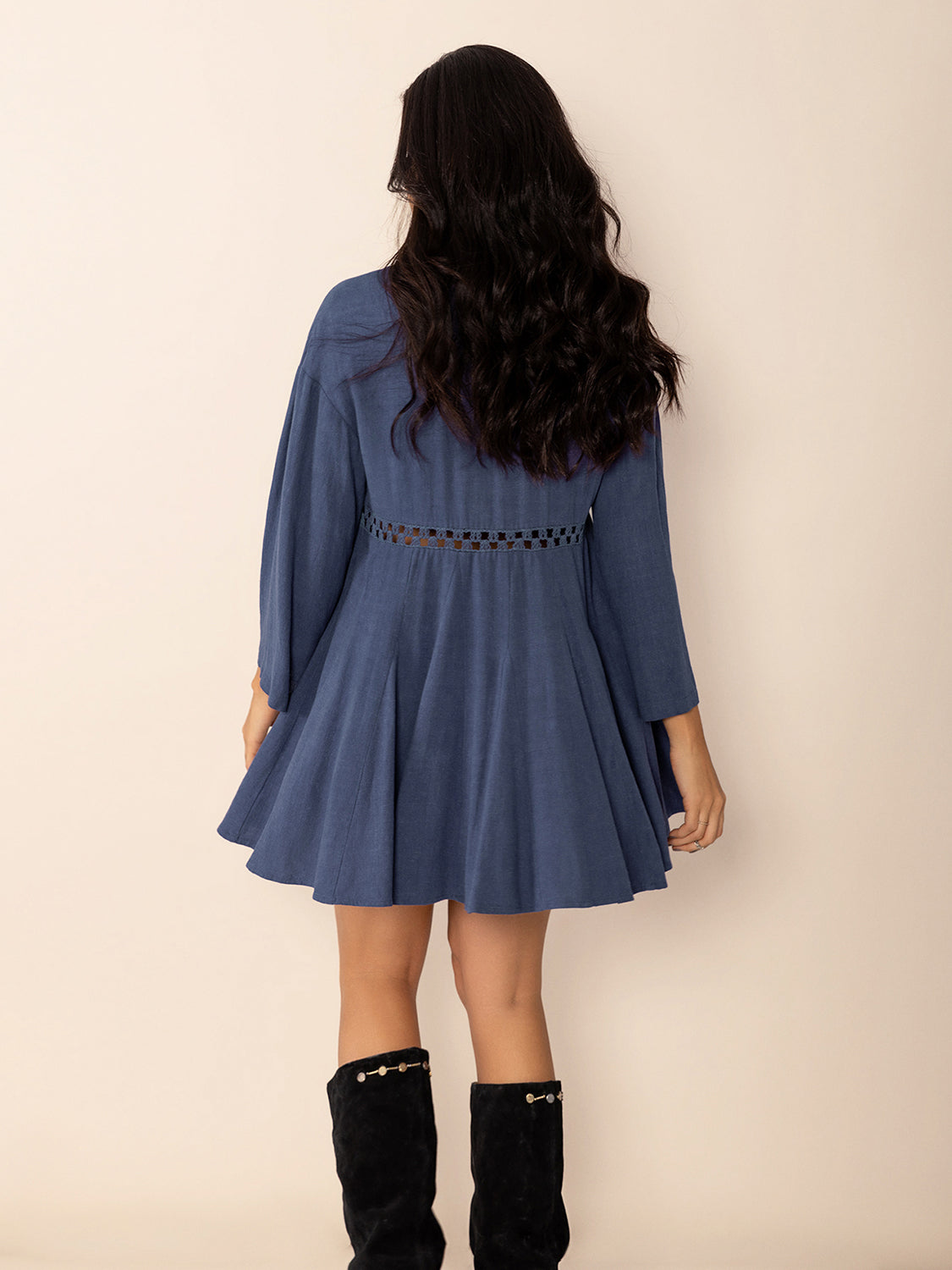 Cutout Johnny Collar Long Sleeve Mini Dress Secondary image