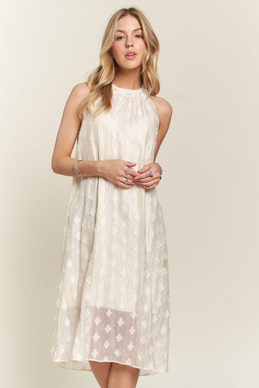 Applique Pearl Detail Grecian Neck Midi Dress Secondary image