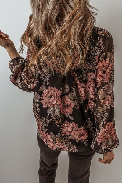 Printed Surplice Long Sleeve Blouse Secondary image