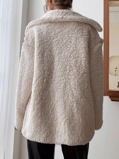 Fuzzy Open Front Long Sleeve Coat Secondary image