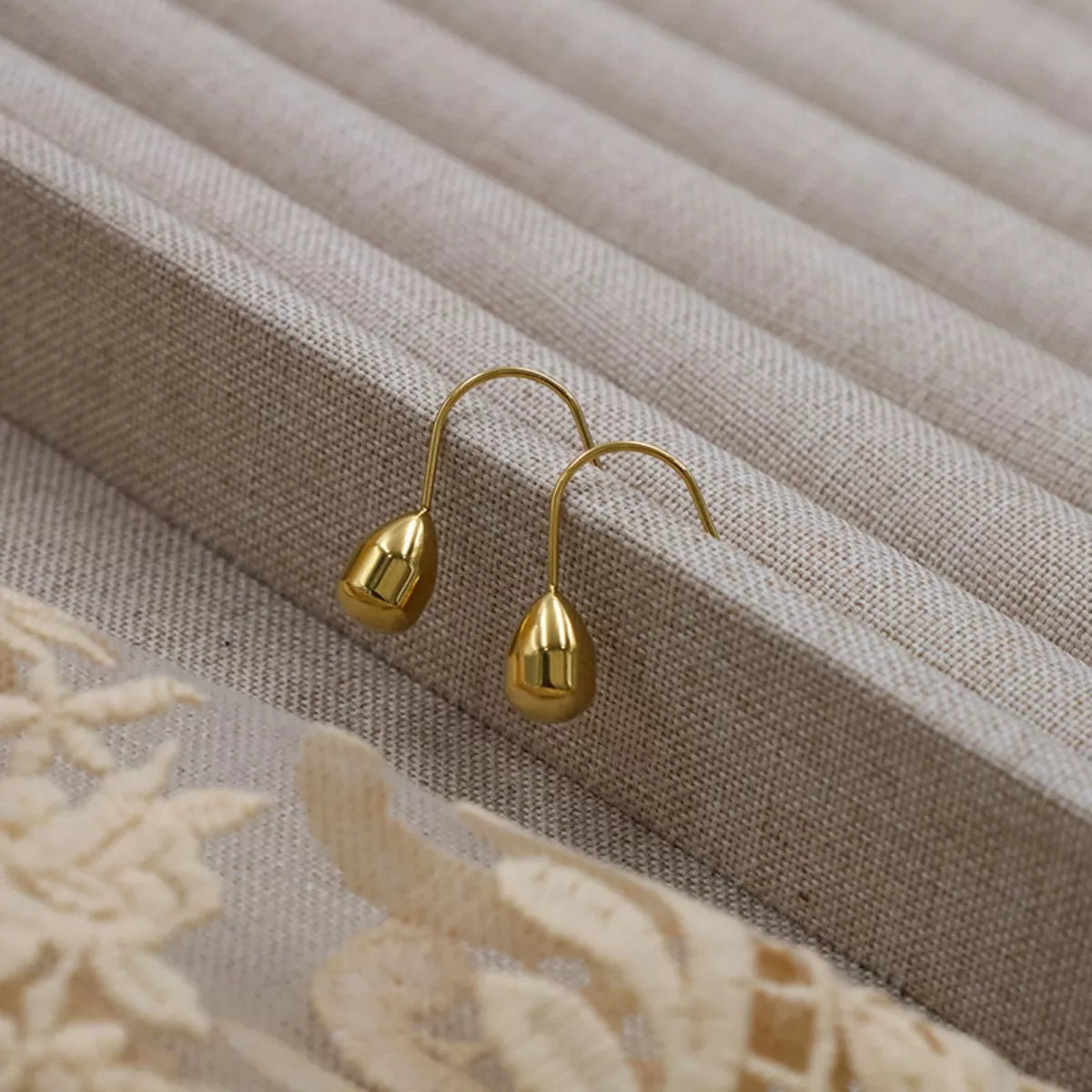 Gold Plated Teardrop Earrings Secondary image
