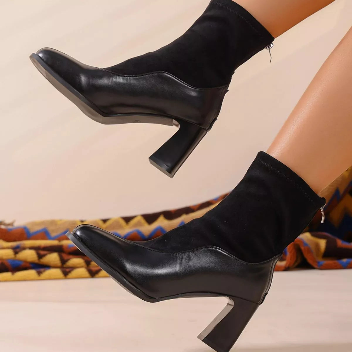 Square Neck Block Heel Boots Secondary image