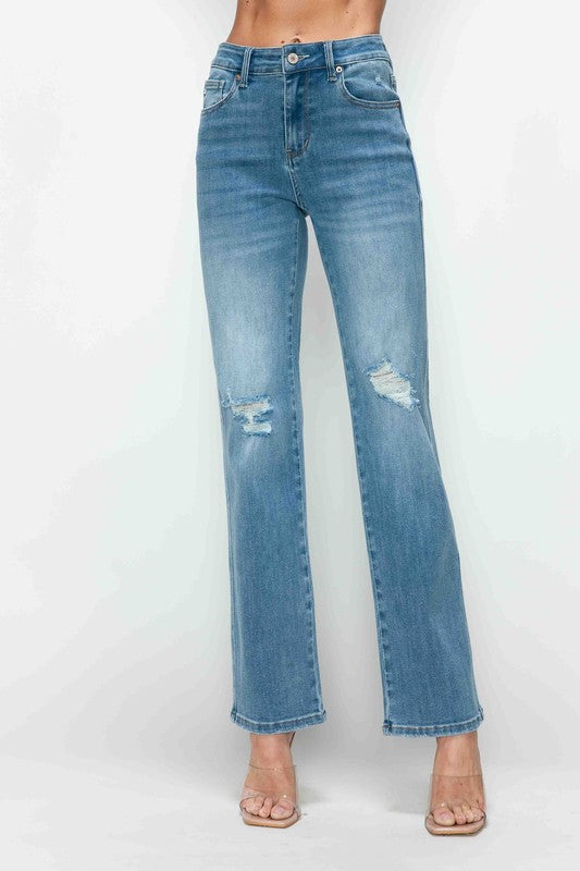 Distressed High Rise Straight Jeans Main image