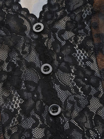 Leopard Print Lace Bodysuit with V-Neck
