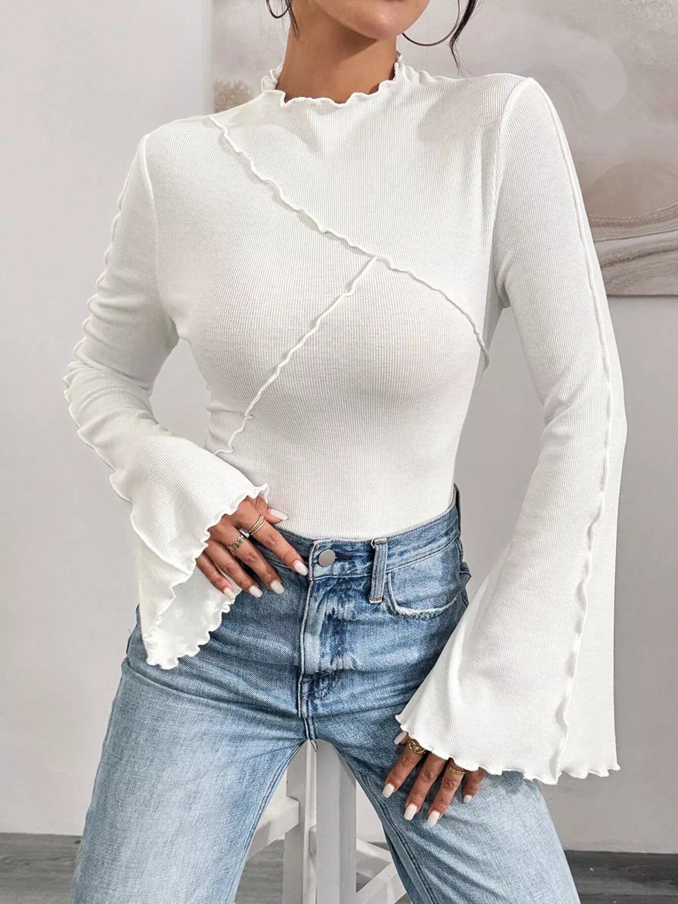 Lettuce Edge Flare Sleeve Top Secondary image