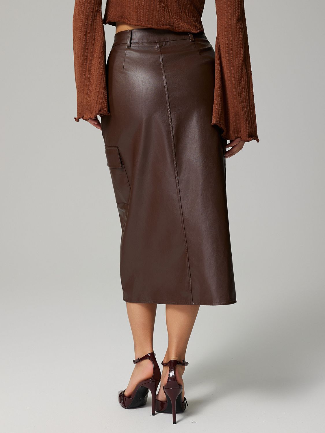 Slit Midi Skirt with Pockets Secondary image
