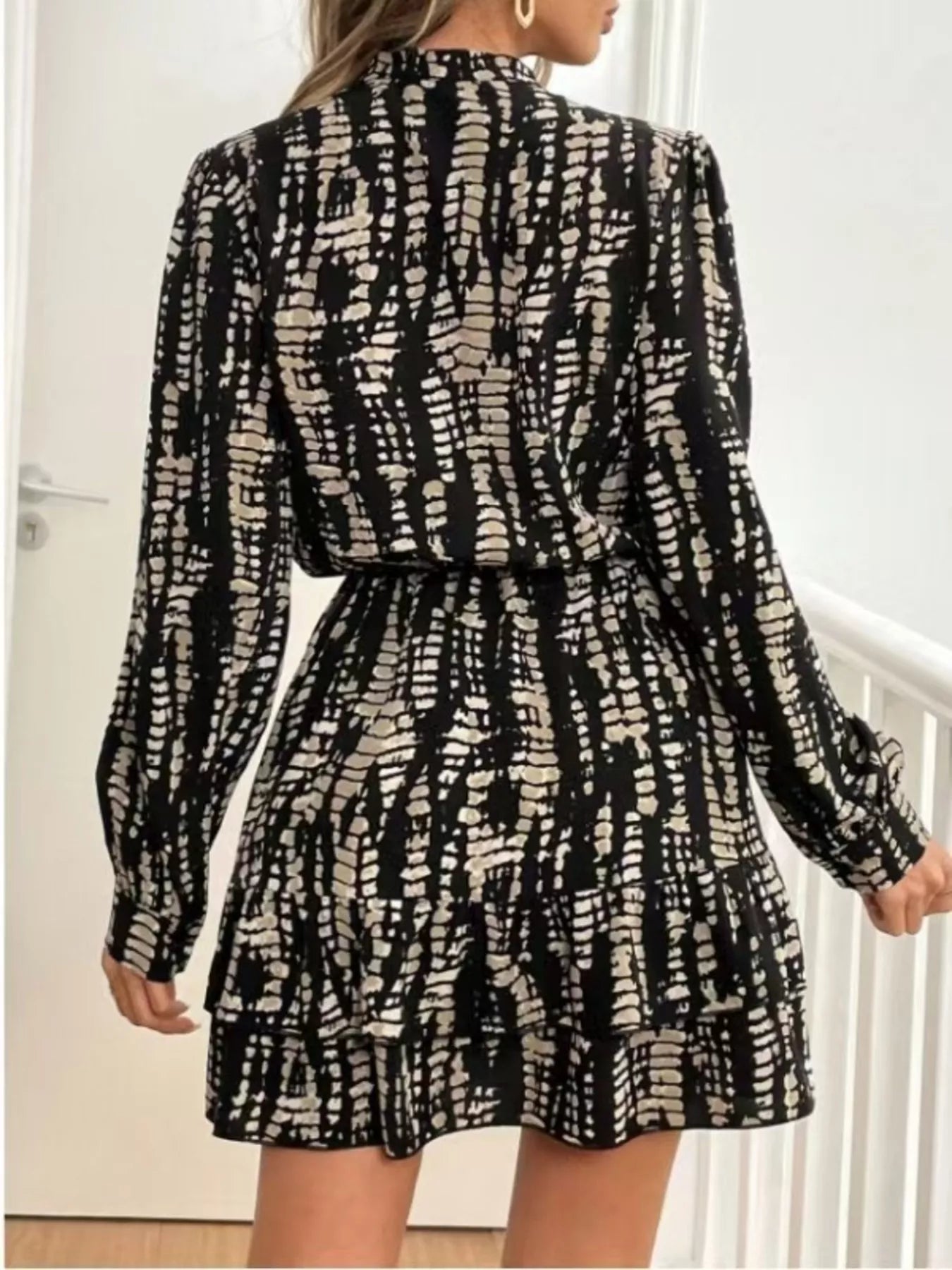 Ruffled Hem Long Sleeve Mini Dress Secondary image
