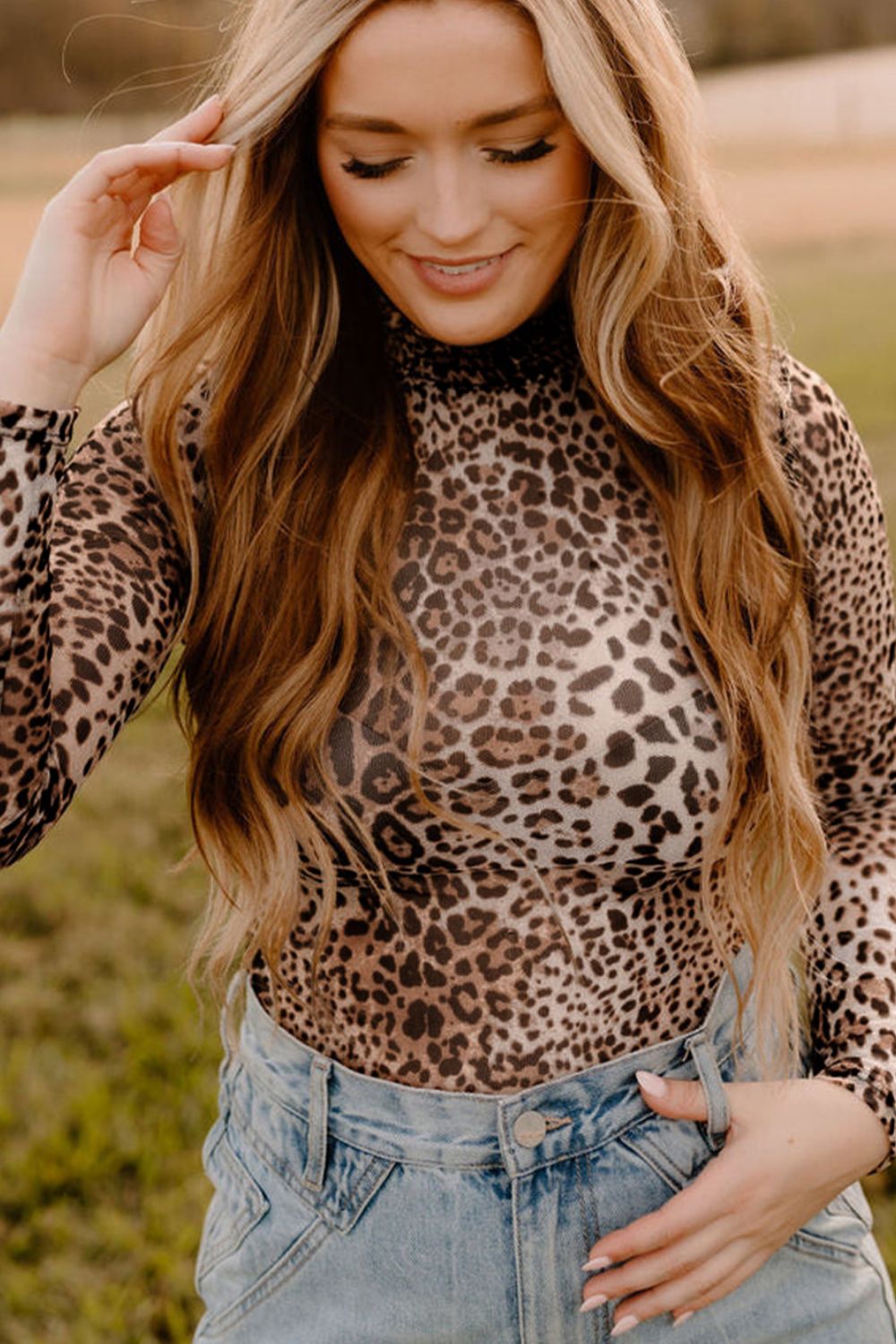 Turtleneck Leopard Long Sleeve Bodysuit Secondary image