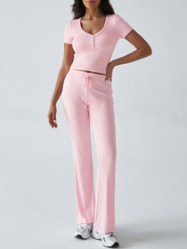 Short Sleeve Top and Drawstring Pants Set
