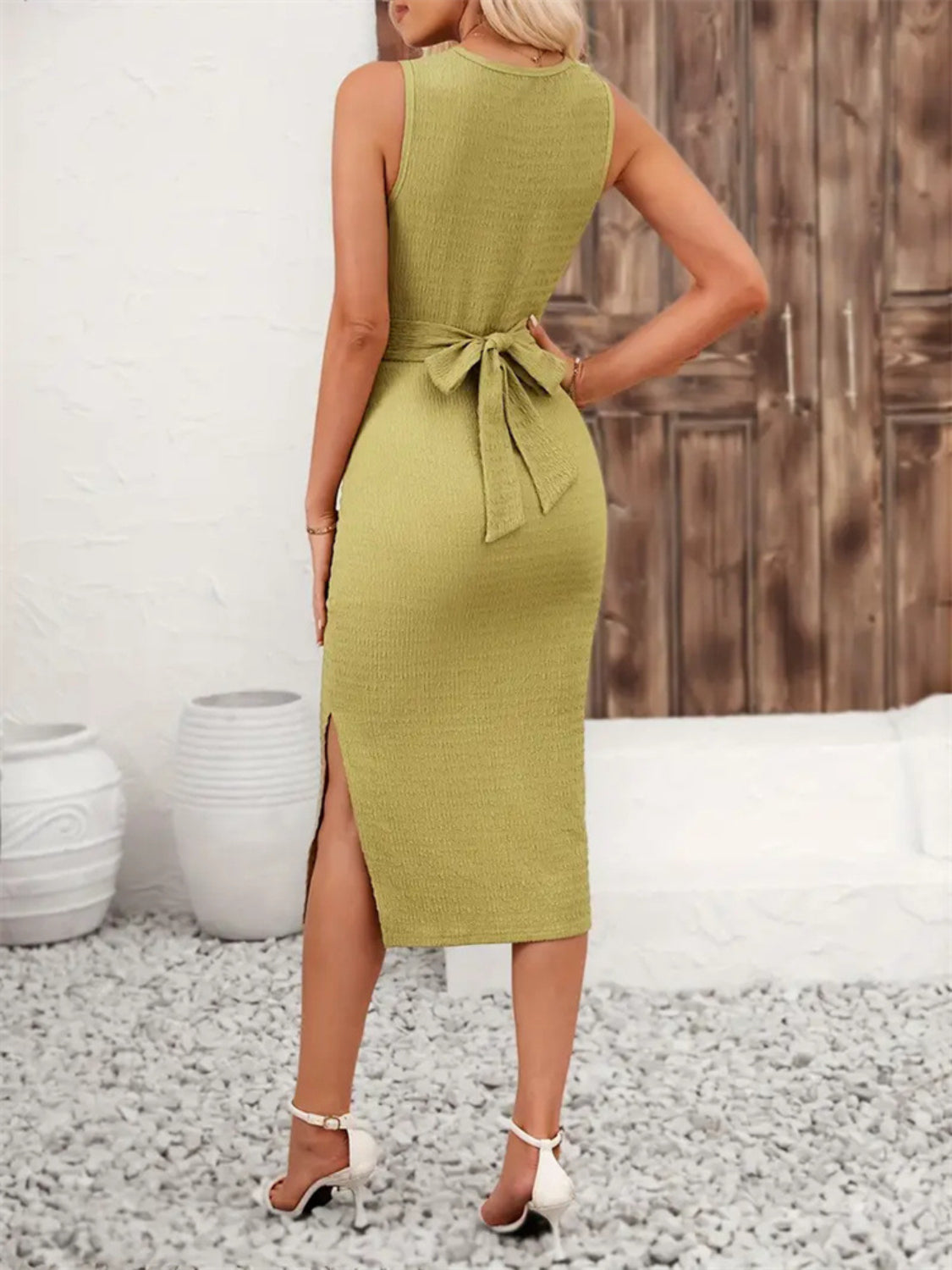 Back Tie Sleeveless Slit Midi Dress Secondary image