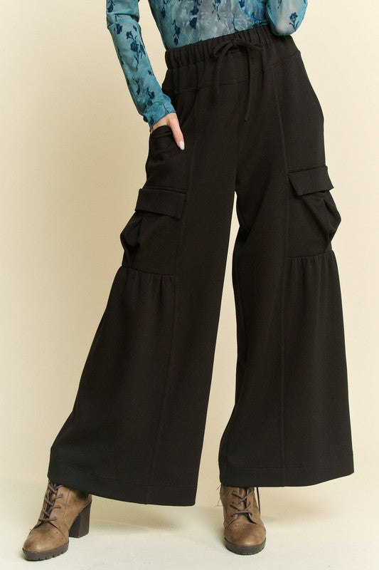 Drawstring Ruched Detail Wide Leg Pants Main image