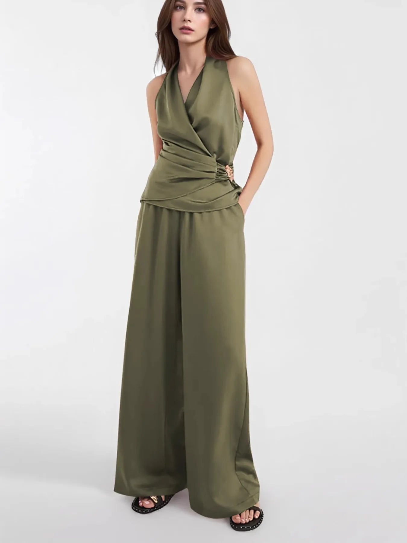 Surplice Sleeveless Top and Pants Set Secondary image