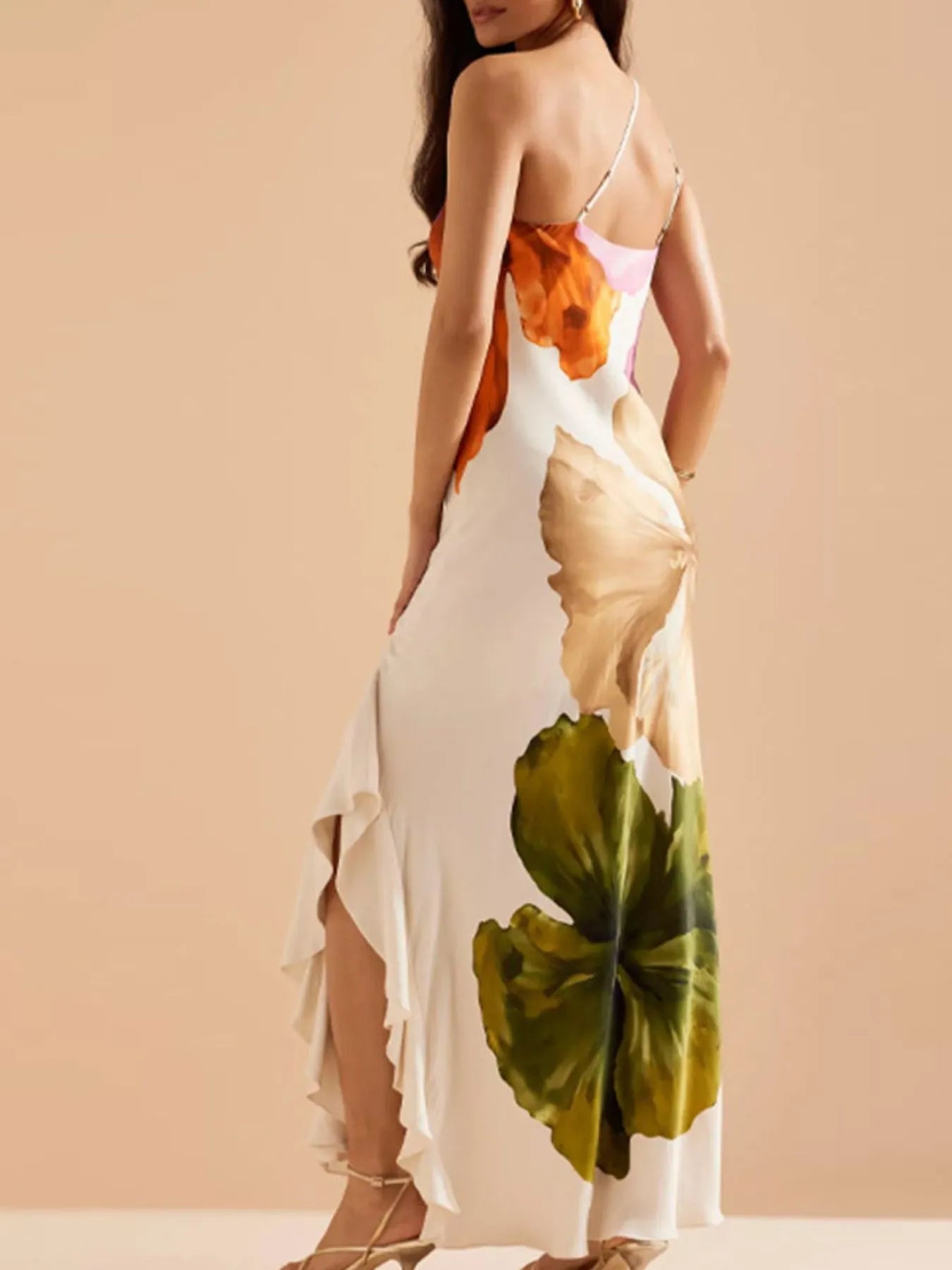 Floral Print Single Shoulder Maxi Dress Secondary image