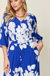Printed Tie Back Wide Leg Jumpsuit