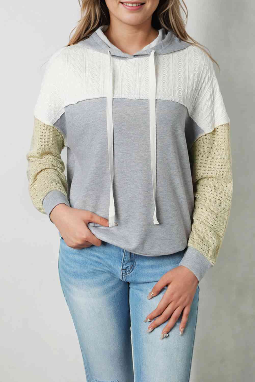 Splicing Drawstring Sweatshirt Secondary image