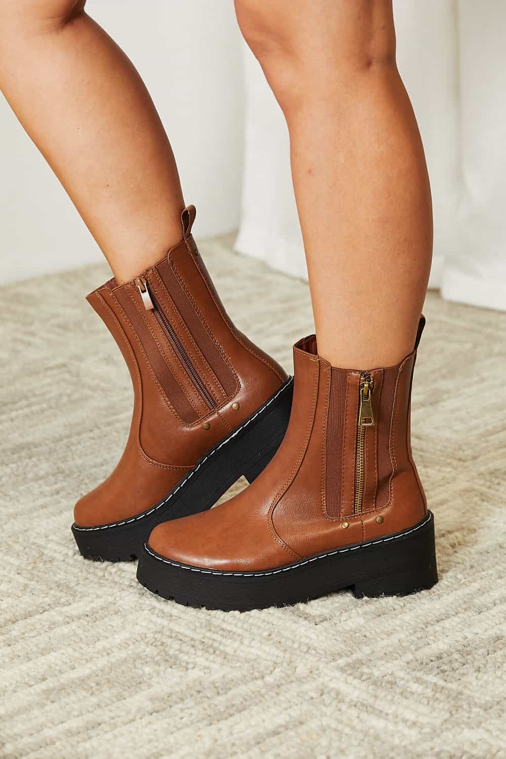 Side Zip Platform Boots Main image