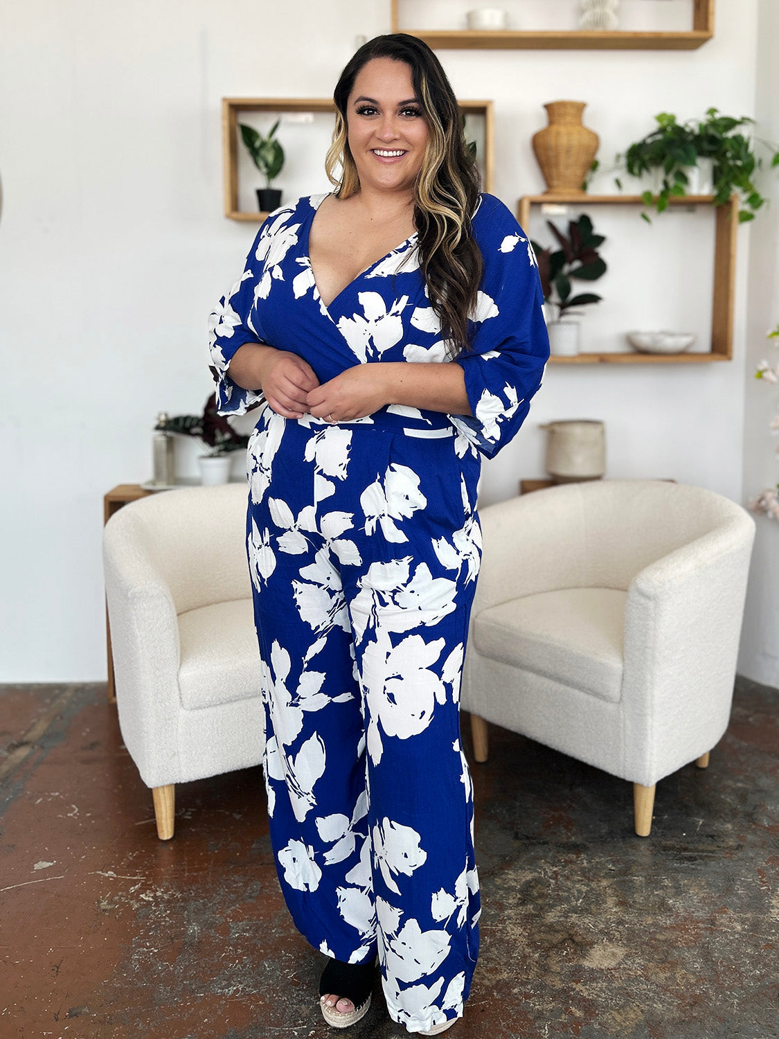 Printed Tie Back Wide Leg Jumpsuit