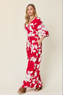 Printed Tie Back Wide Leg Jumpsuit