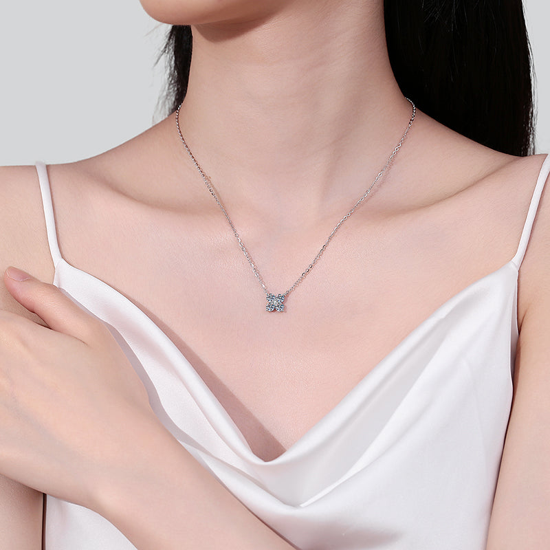 Moissanite 925 Sterling Silver Geometric Shape Pendant Necklace