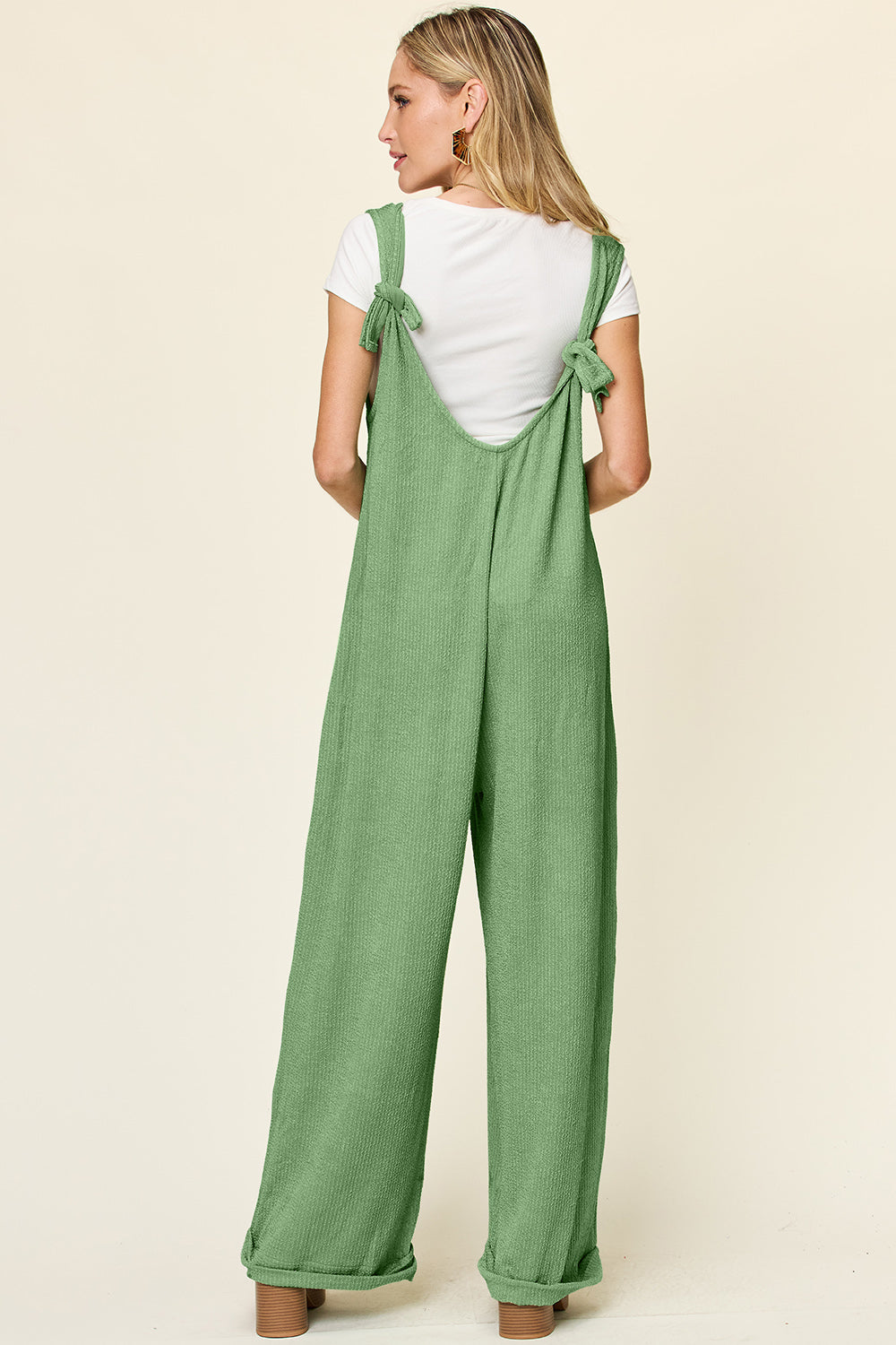 Texture Sleeveless Wide Leg Jumpsuit