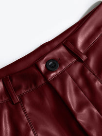 High-Rise Vegan Leather Shorts with Pockets
