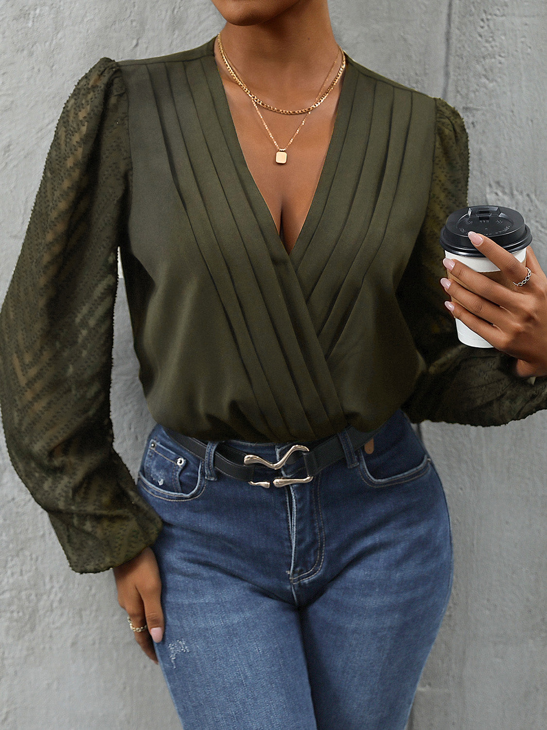 Ruched Surplice Long Sleeve Bodysuit Main image