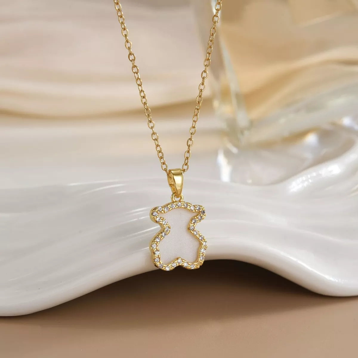 Gold Plated Bear Pendant Necklace Secondary image