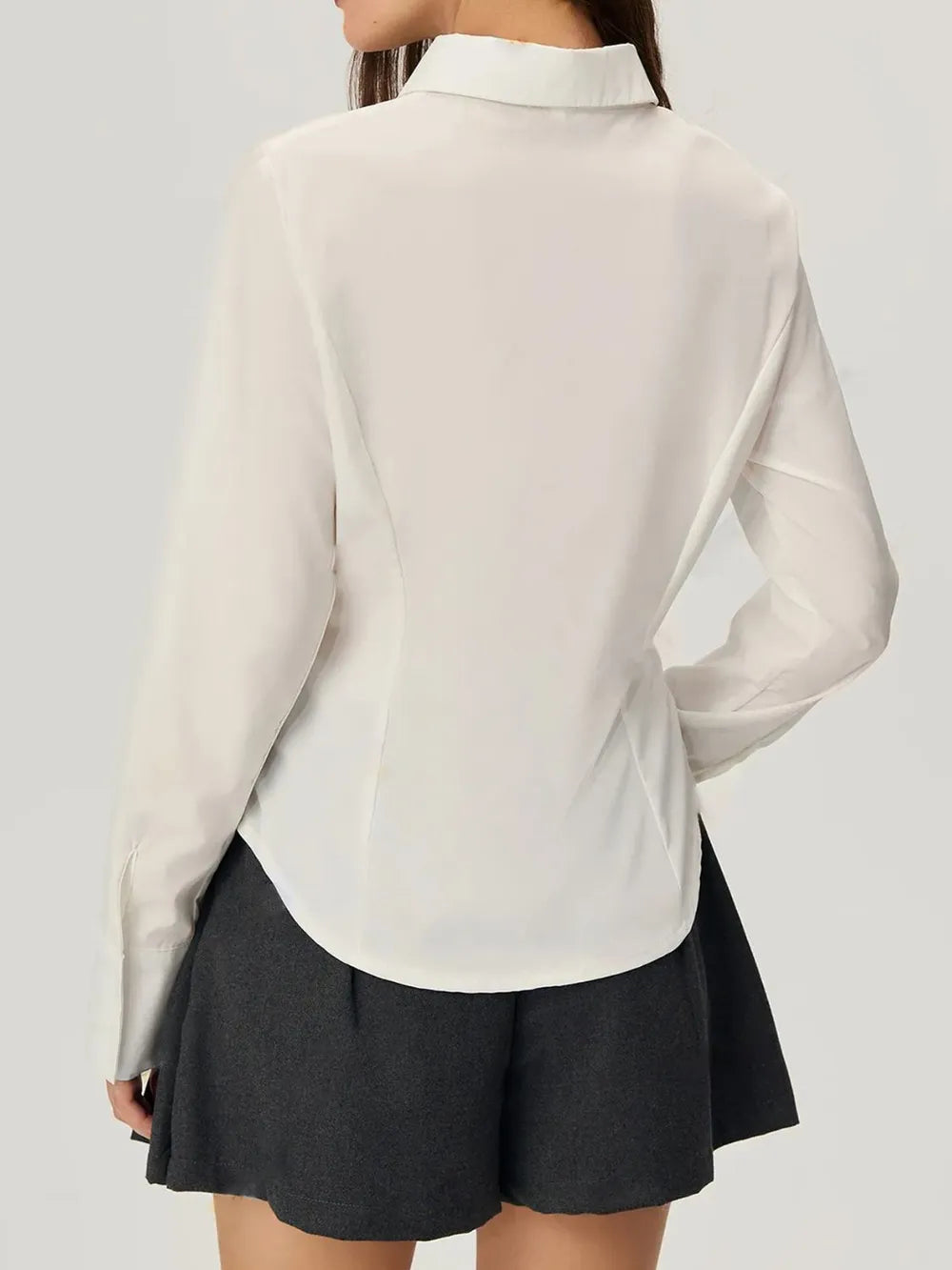 Ruched Button Down Long Sleeve Shirt Secondary image