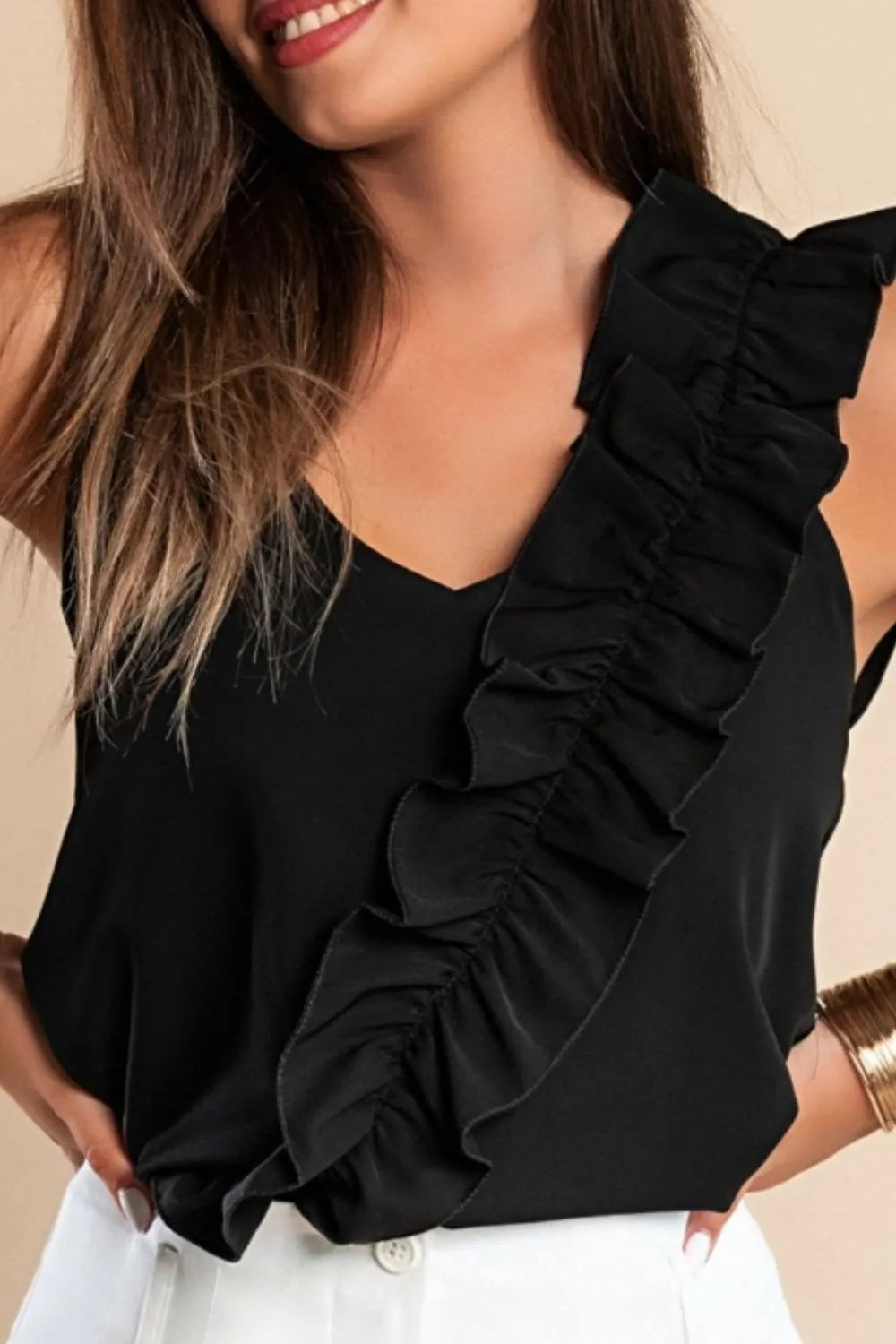 Ruffled V-Neck Cami Secondary image