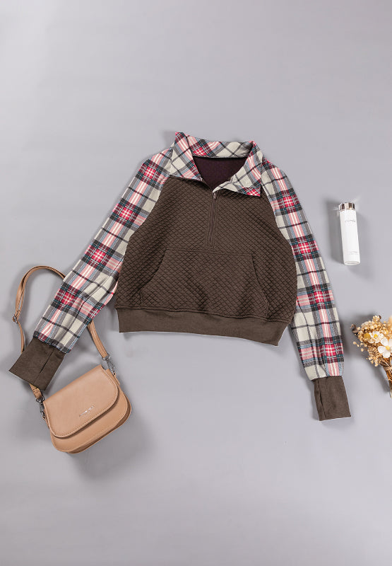 Plaid Half Zip Long Sleeve Sweatshirt Secondary image