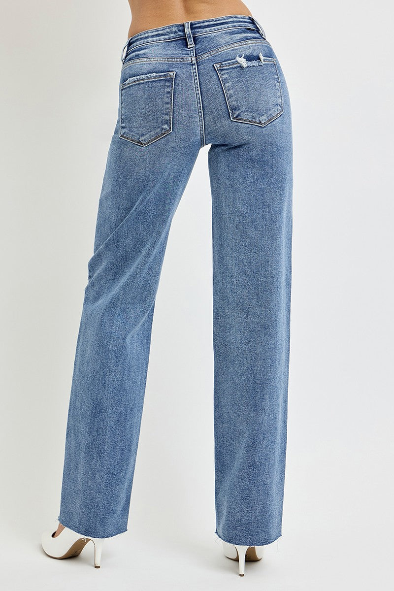 High Rise Straight Leg Jeans with Pockets Secondary image