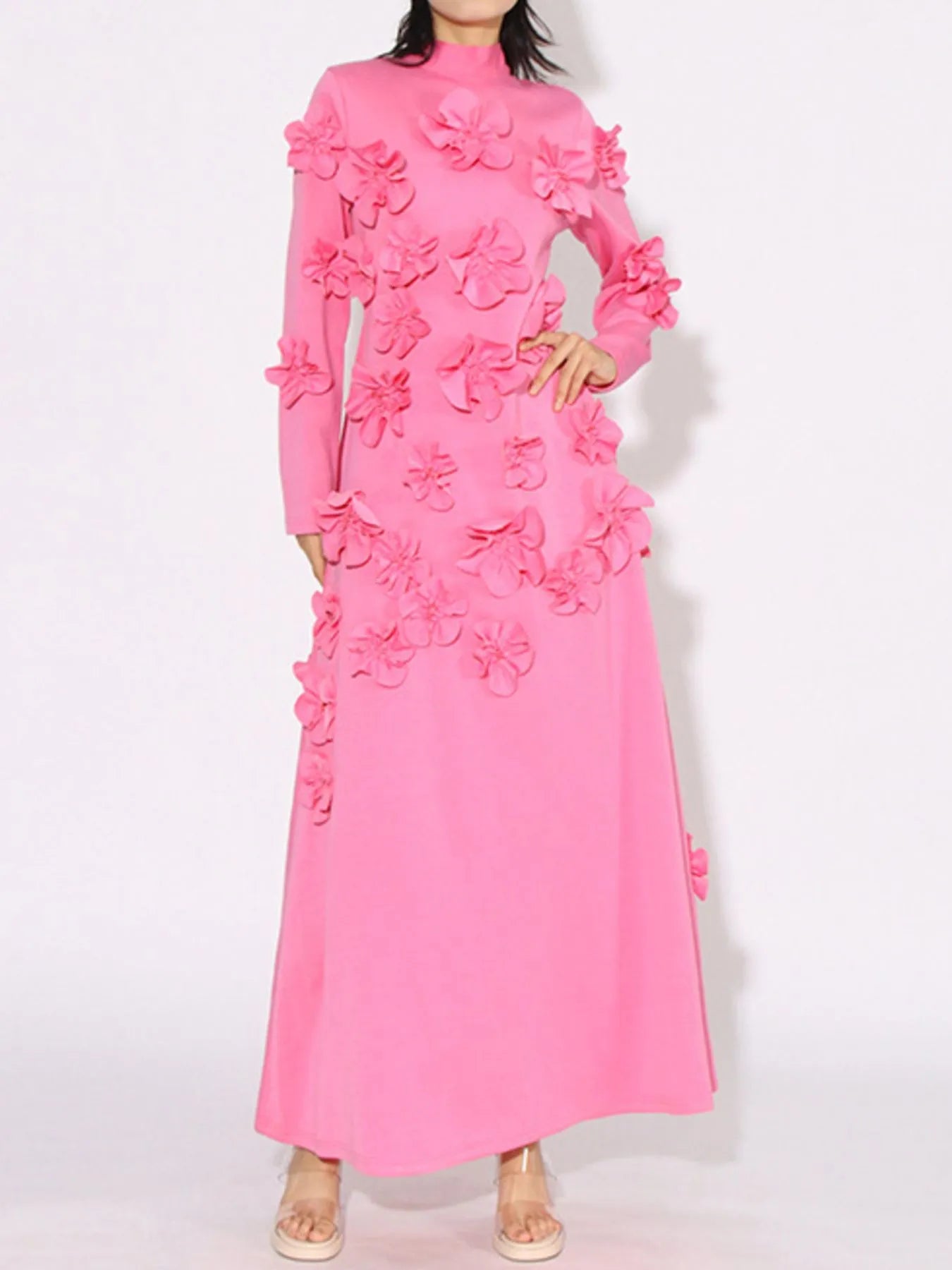 Floral Applique Long Sleeve Maxi Dress Secondary image