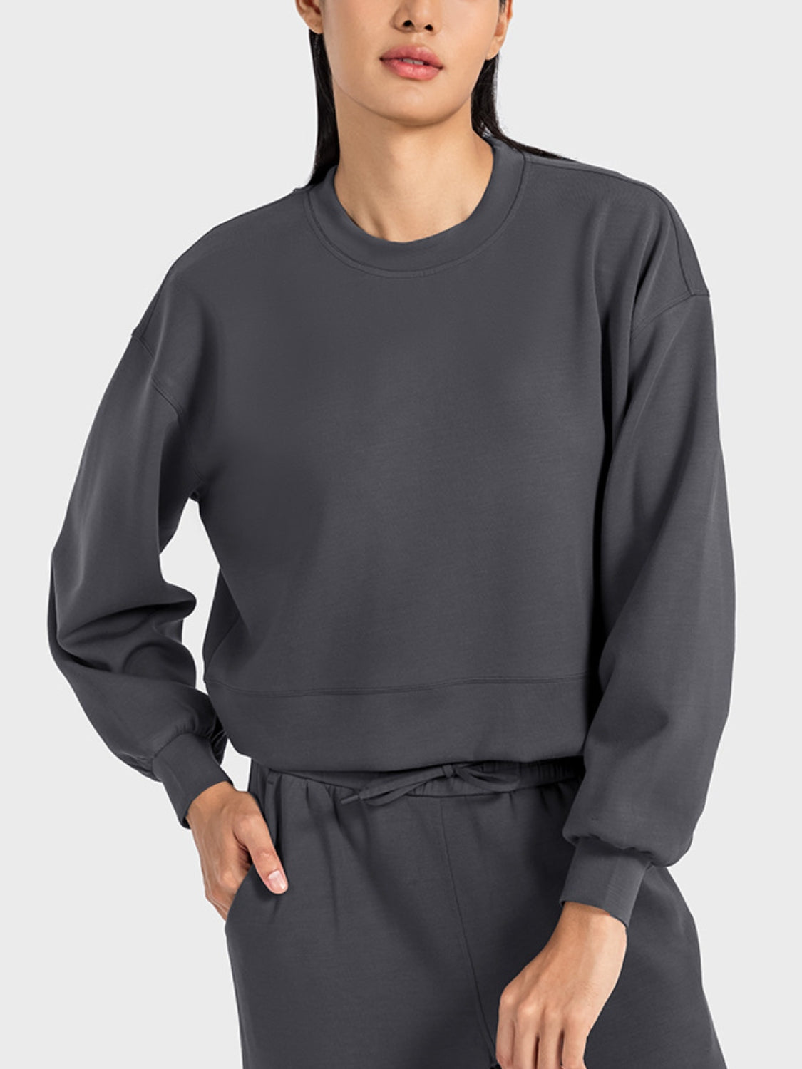 Round Neck Drop Shoulder Sports Top Main image