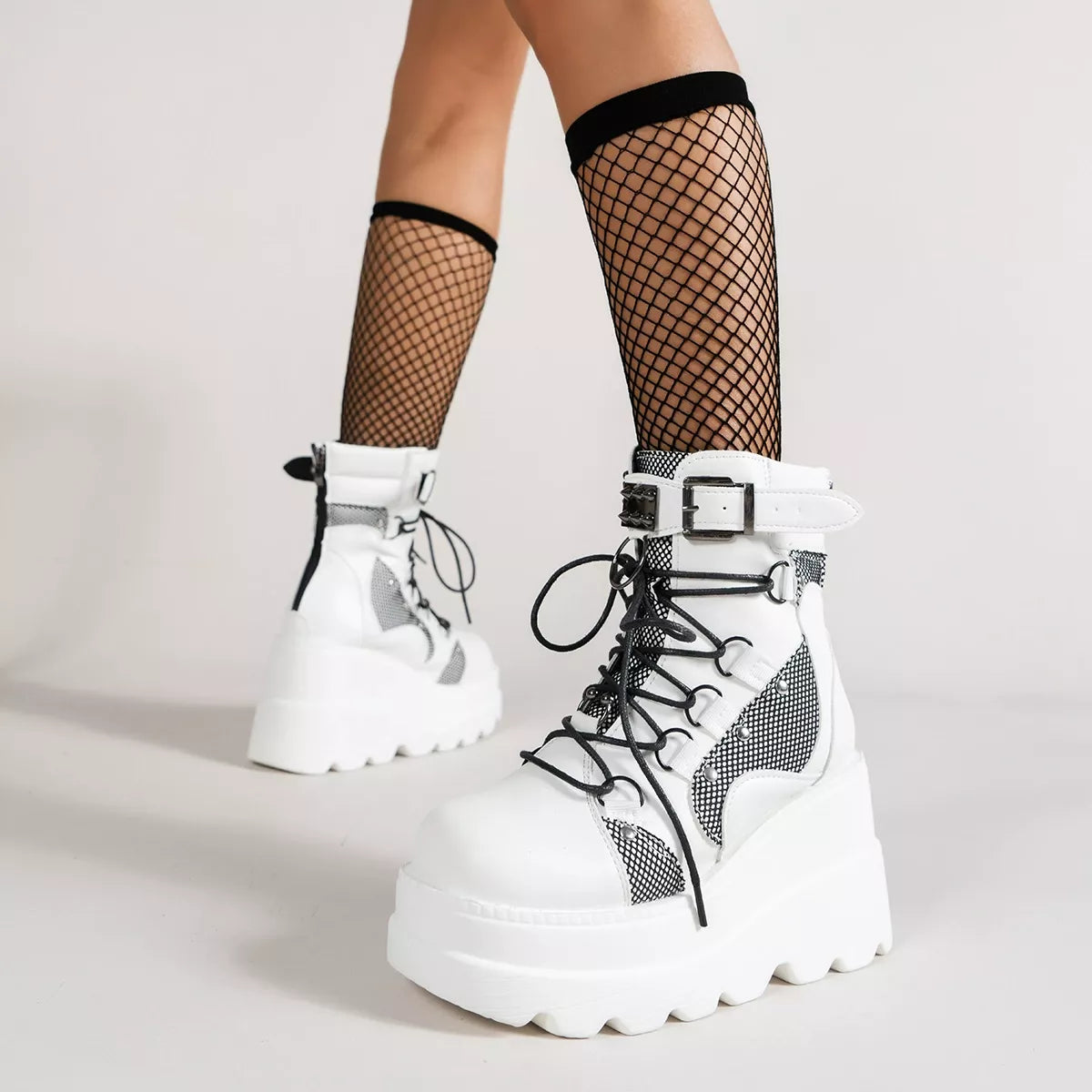 Lace Up Platform Wedge Boots Secondary image