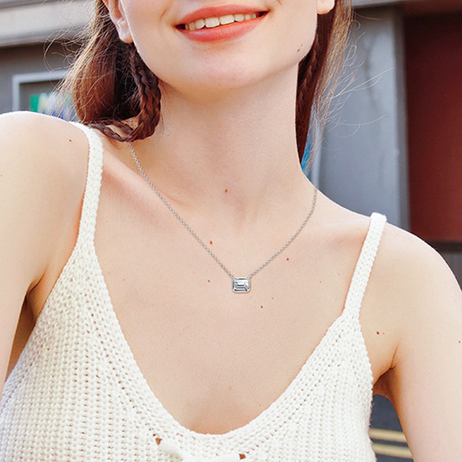 Moissanite 925 Sterling Silver Pendant Necklace