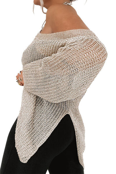 Side Slit Long Sleeve Knit Cover Up Secondary image
