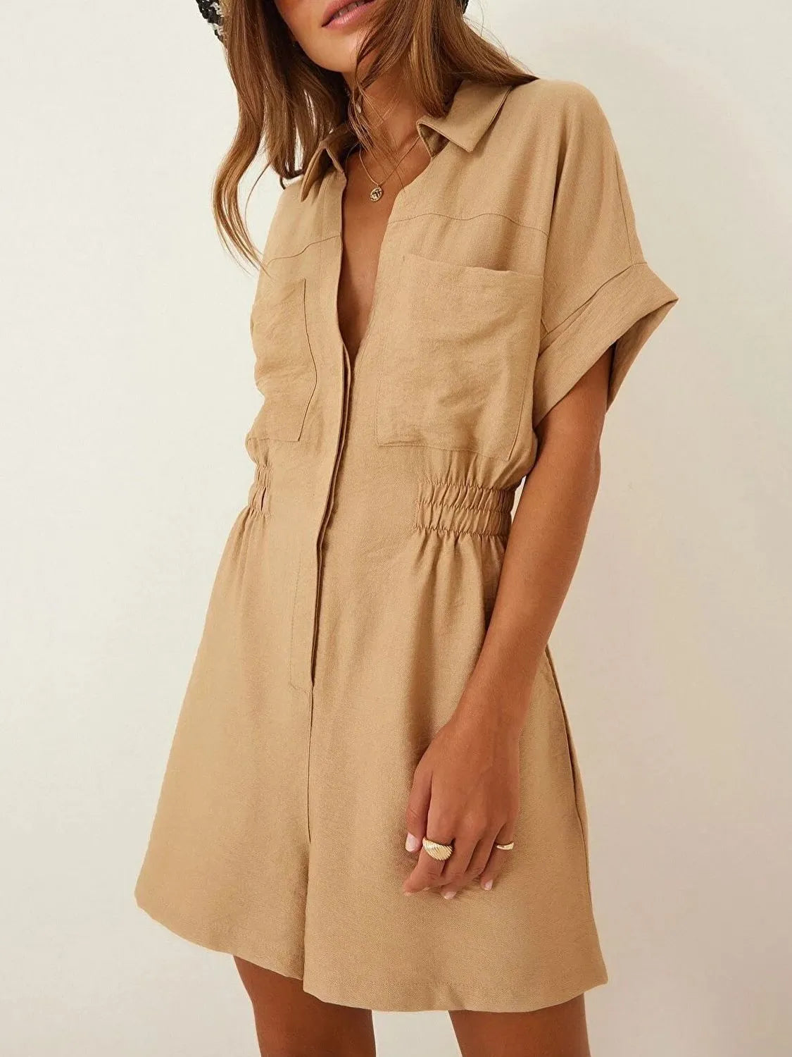 Johnny Collar Short Sleeve Romper Secondary image