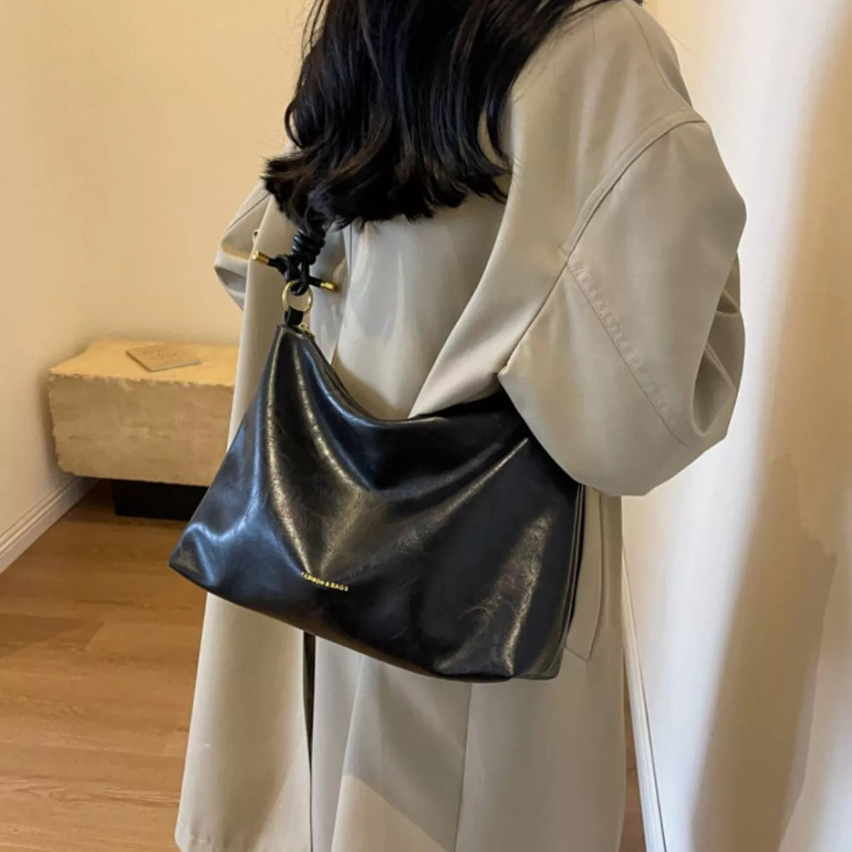 Knotted Strap Leather Handbag Secondary image