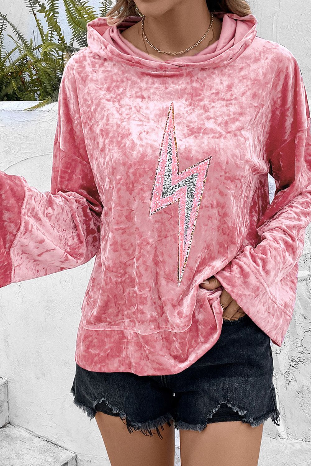 Thunderbolt Sequin Long Sleeve Hoodie Main image