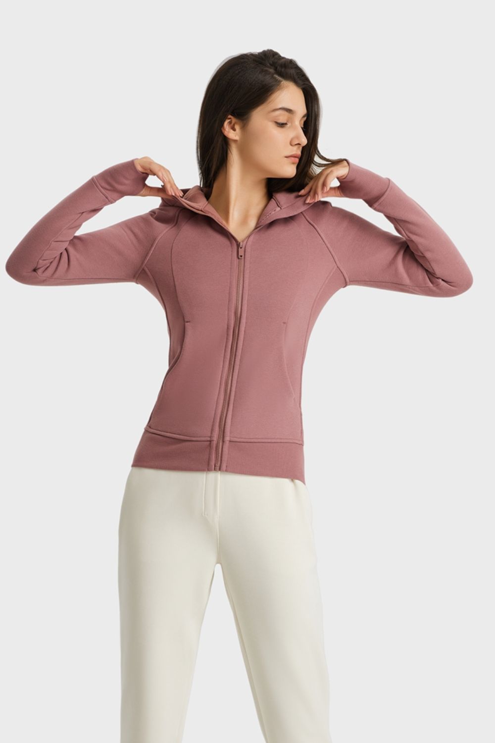Zip Up Seam Detail Hooded Sports Jacket Main image