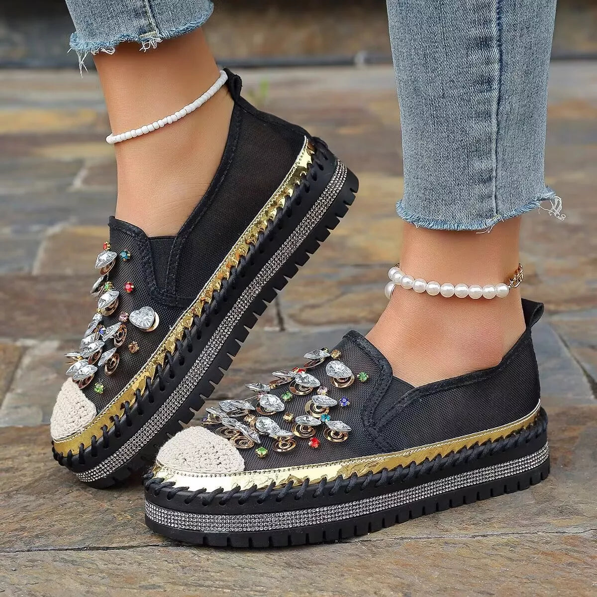 Rhinestone Embellished Platform Loafers Secondary image