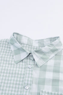Pocketed Plaid Collared Neck Long Sleeve Shirt