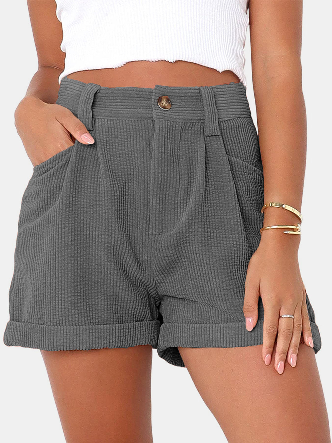 Full Size High Waist Shorts with Pockets Main image