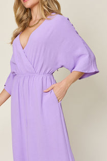 Surplice Wide Leg Jumpsuit with Pockets