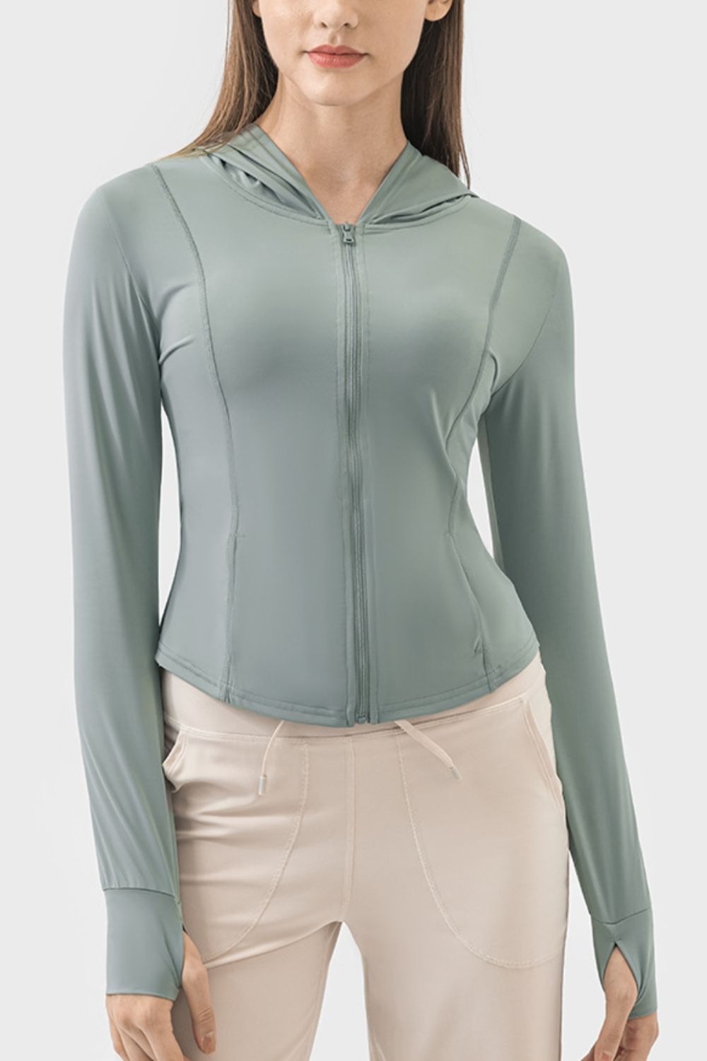 Pocketed Zip Up Hooded Long Sleeve Active Outerwear Main image