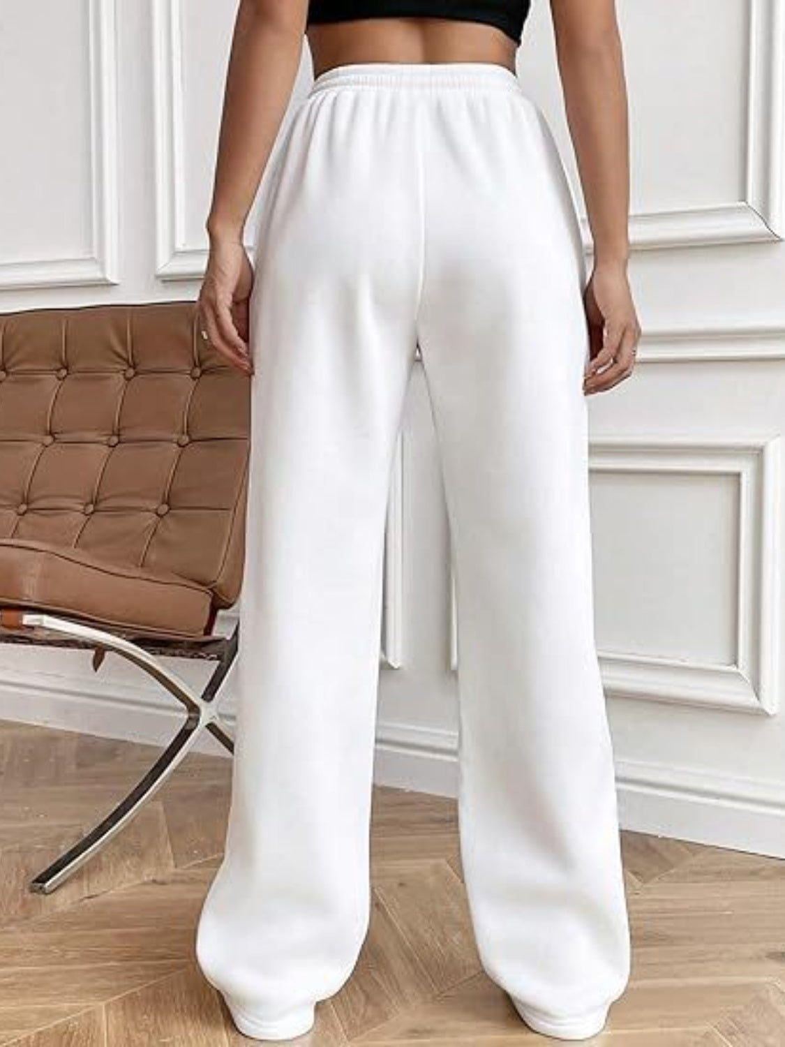 Drawstring Wide Leg Pants with Pockets Secondary image