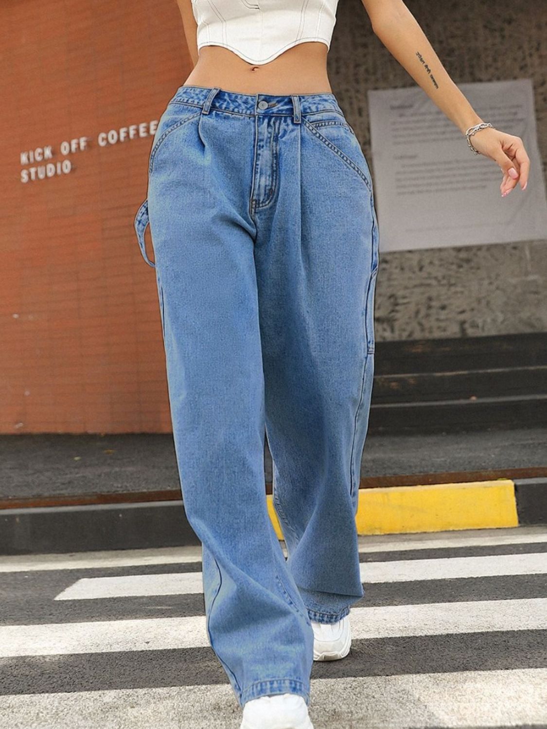 Wide Leg Jeans with Pockets Main image