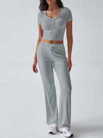 Short Sleeve Top and Drawstring Pants Set