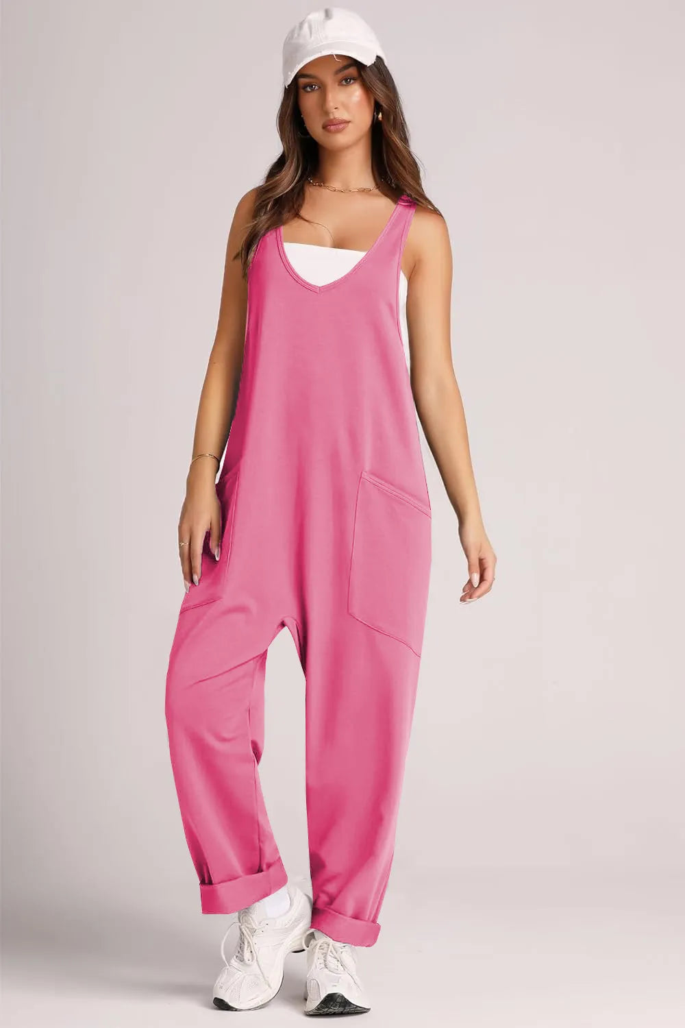 V-Neck Wide Strap Overalls Secondary image